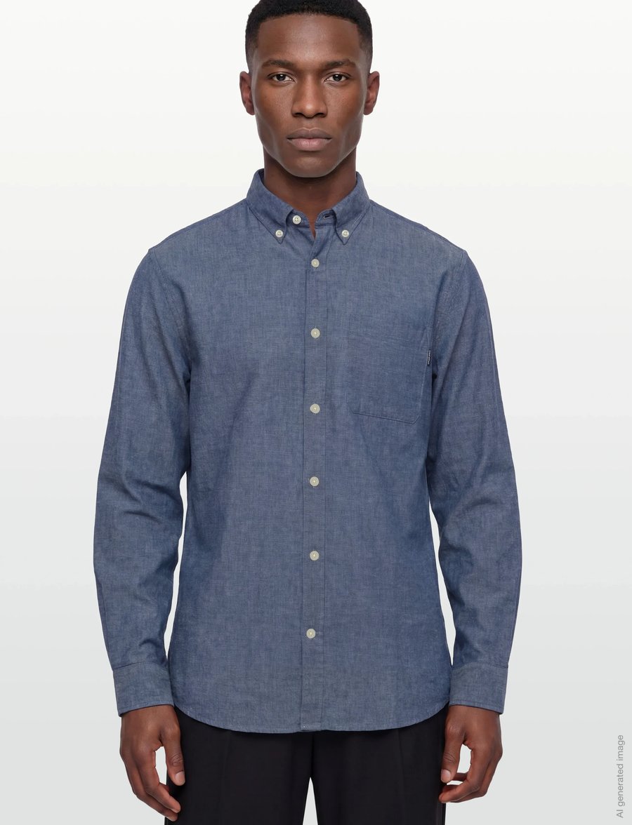 Lindbergh - Cotton/linen shirt L/S - chemises de lin - navy - 3