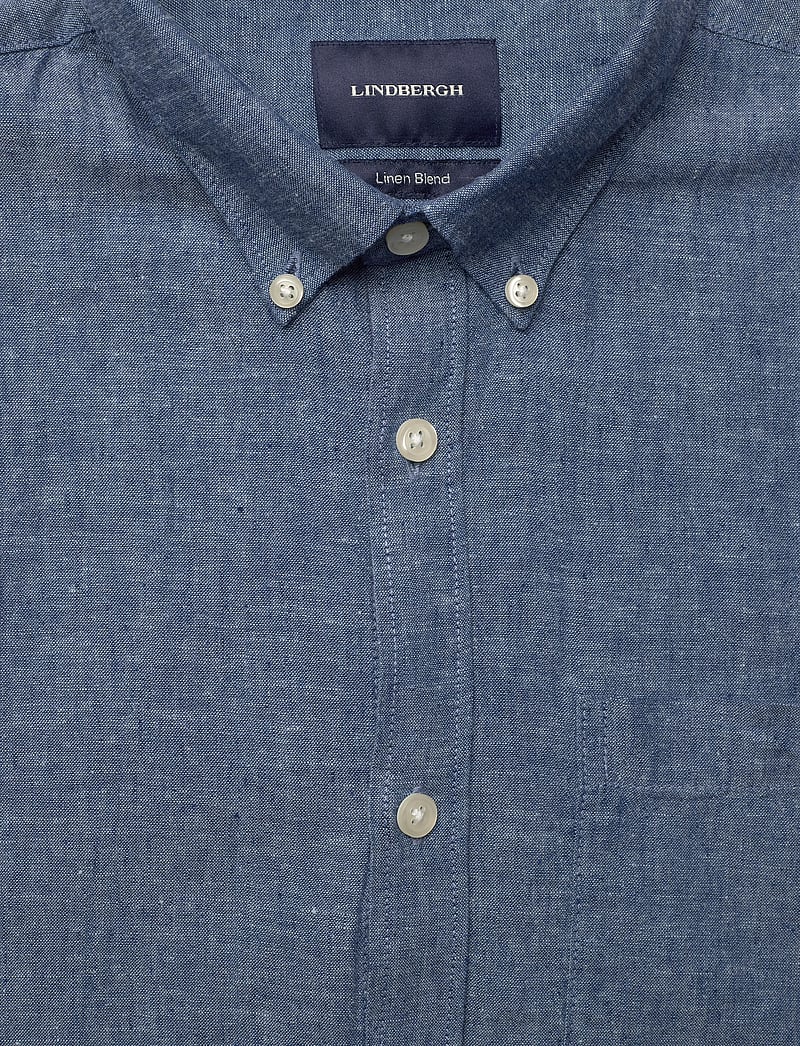 Lindbergh - Cotton/linen shirt L/S - hørskjorter - navy - 2