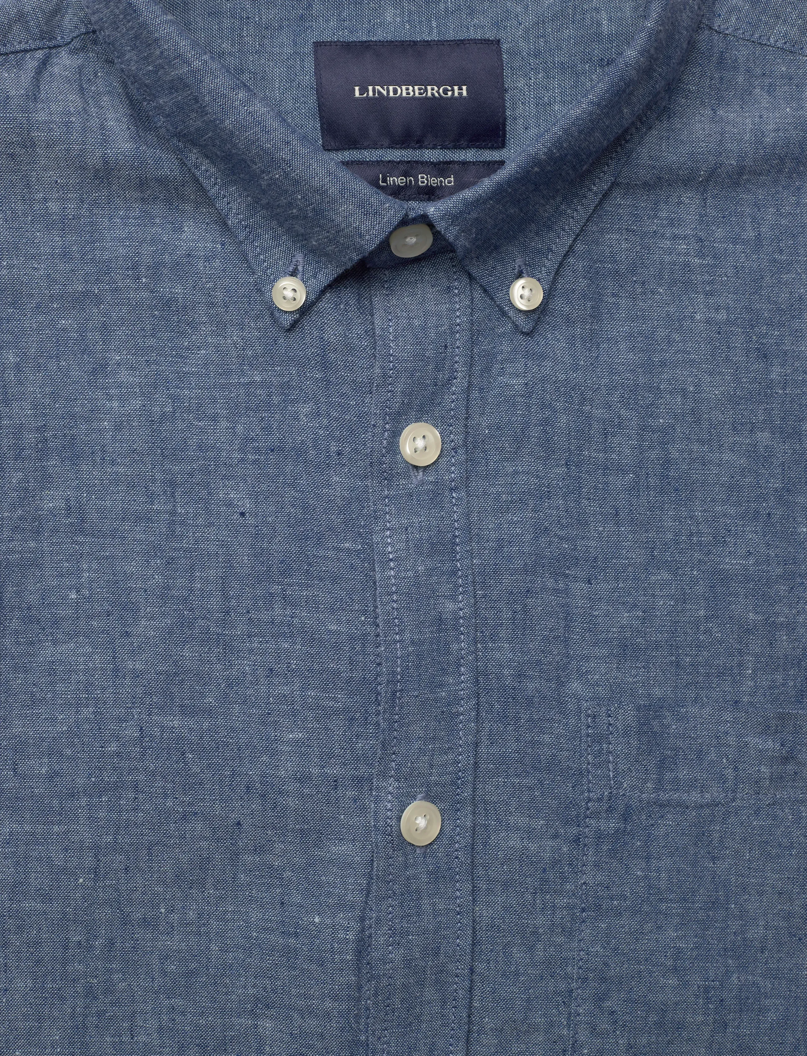 Lindbergh - Cotton/linen shirt L/S - hørskjorter - navy - 5