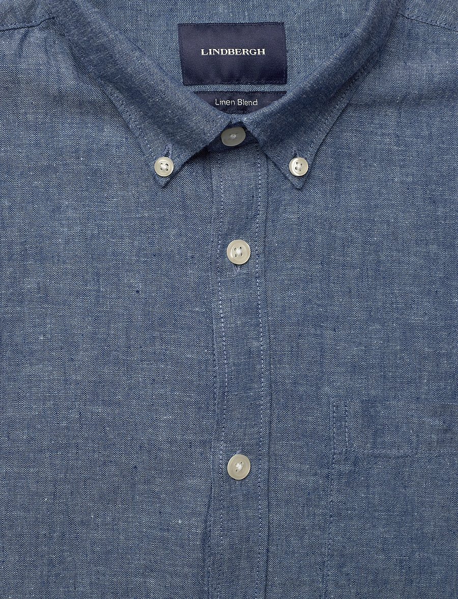 Lindbergh - Cotton/linen shirt L/S - chemises de lin - navy - 5