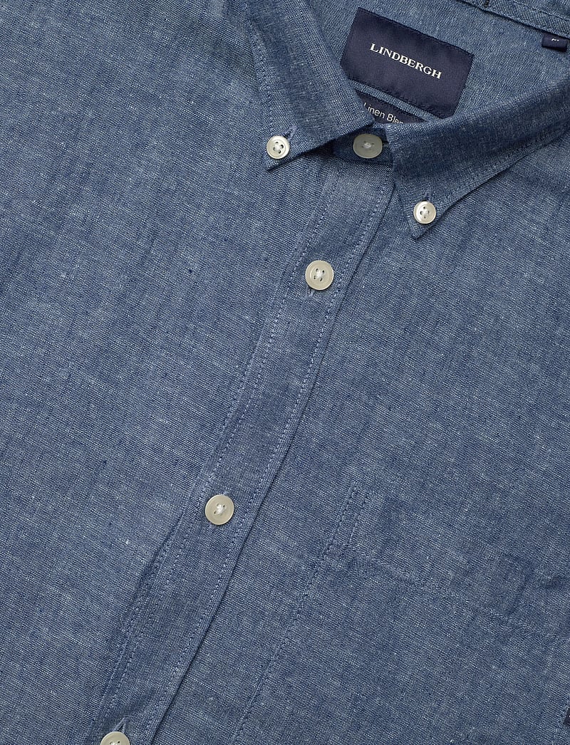 Lindbergh - Cotton/linen shirt L/S - hørskjorter - navy - 3