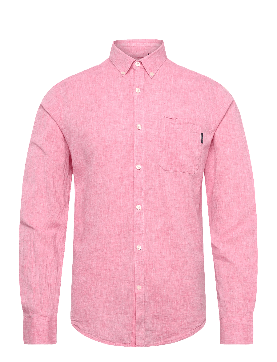 Lindbergh - Cotton/linen shirt L/S - pellavakauluspaidat - pink - 1