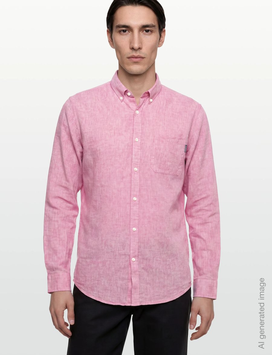 Lindbergh - Cotton/linen shirt L/S - pellavakauluspaidat - pink - 3