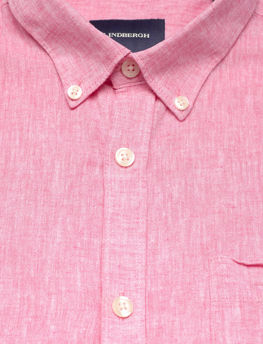 Lindbergh - Cotton/linen shirt L/S - pellavakauluspaidat - pink - 5