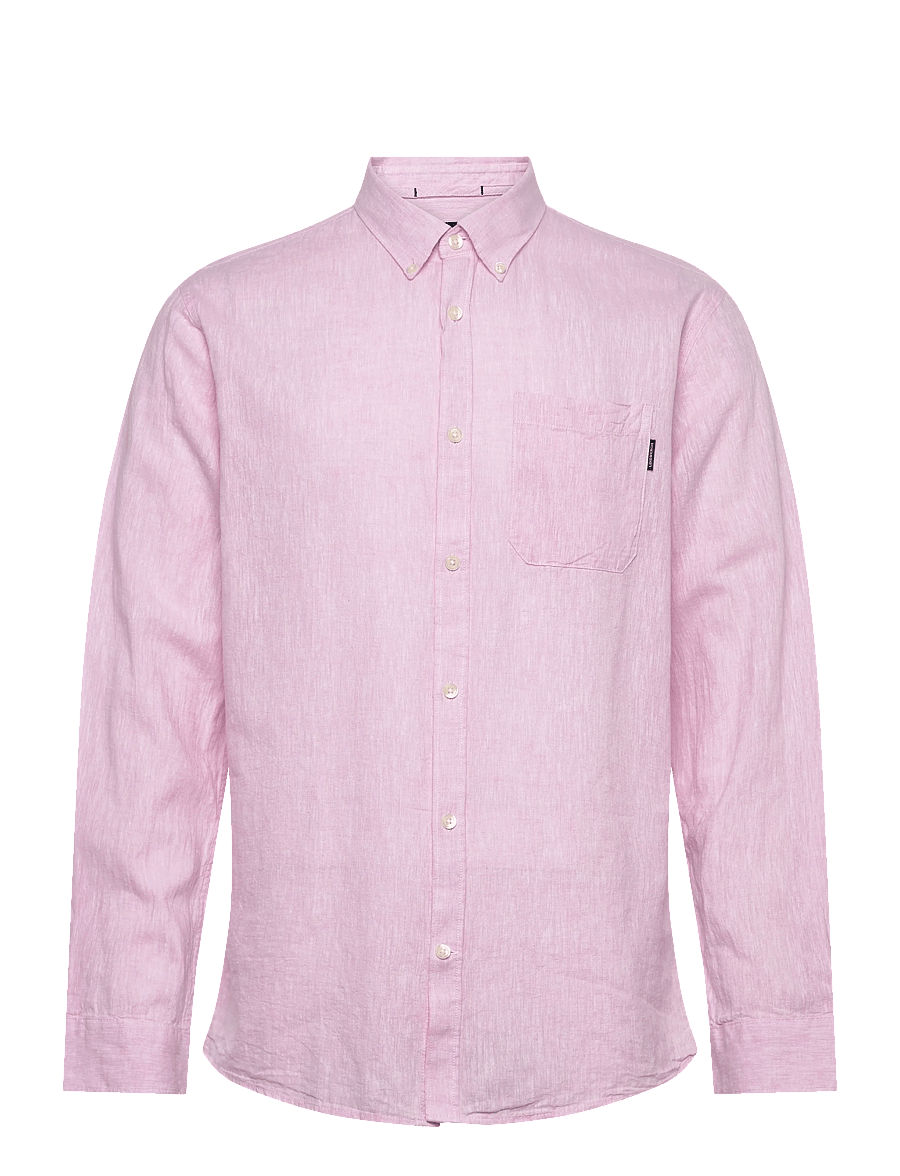 Lindbergh - Cotton/linen shirt L/S - linen shirts - rose - 1