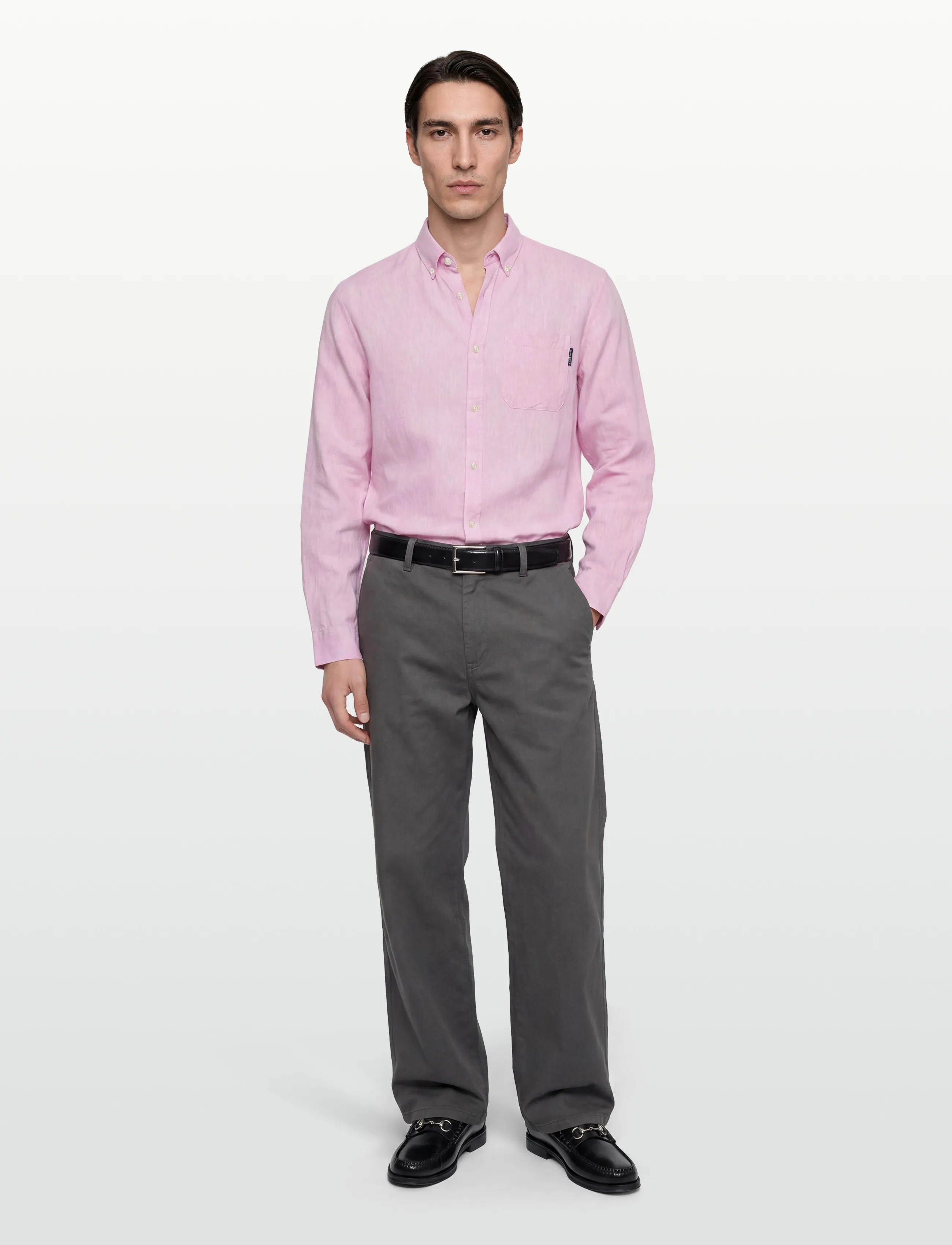 Lindbergh Cotton/Linen Shirt L/S, L, Shirts, Rosa - Linen Männerswear