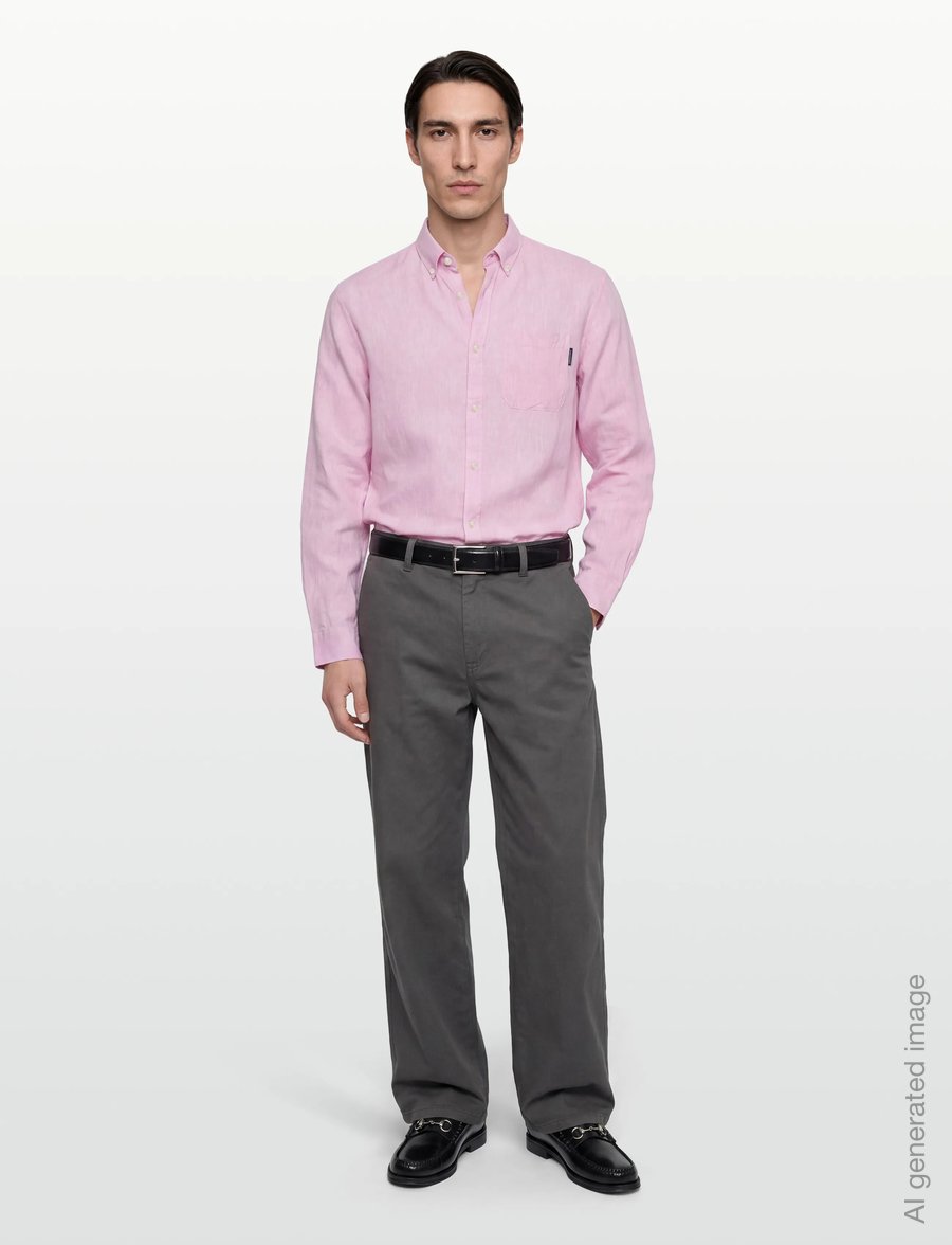 Lindbergh - Cotton/linen shirt L/S - linen shirts - rose - 0