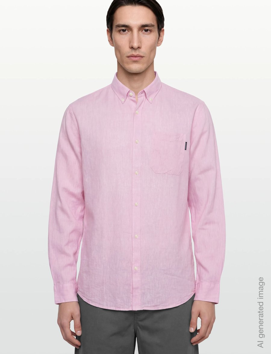 Lindbergh - Cotton/linen shirt L/S - linen shirts - rose - 3