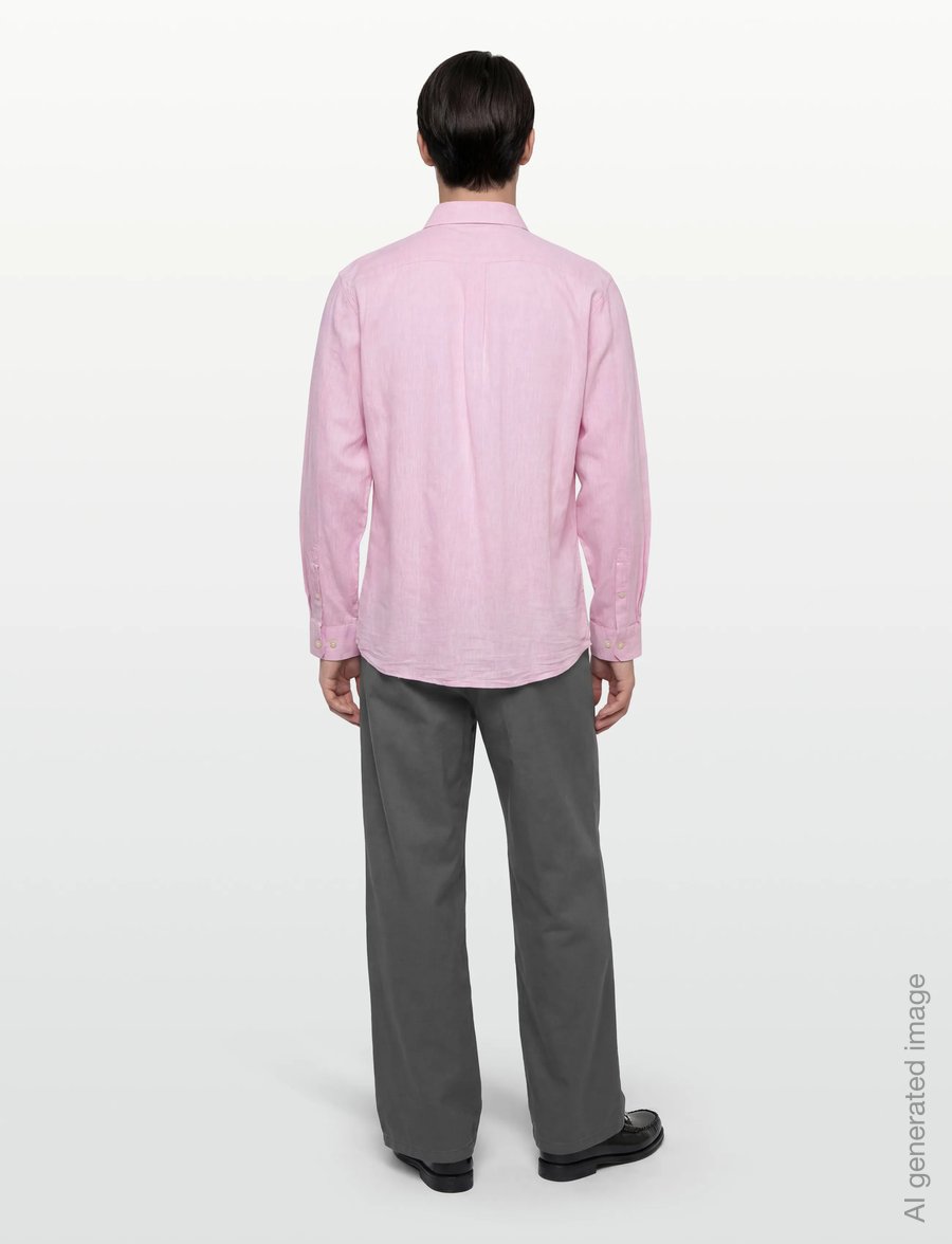Lindbergh - Cotton/linen shirt L/S - linen shirts - rose - 4