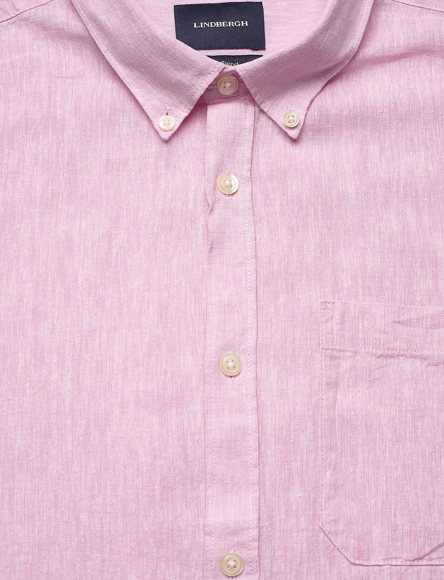 Lindbergh - Cotton/linen shirt L/S - linen shirts - rose - 5