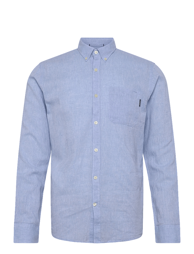 Lindbergh - Cotton/linen shirt L/S - leinenhemden - sky blue - 0