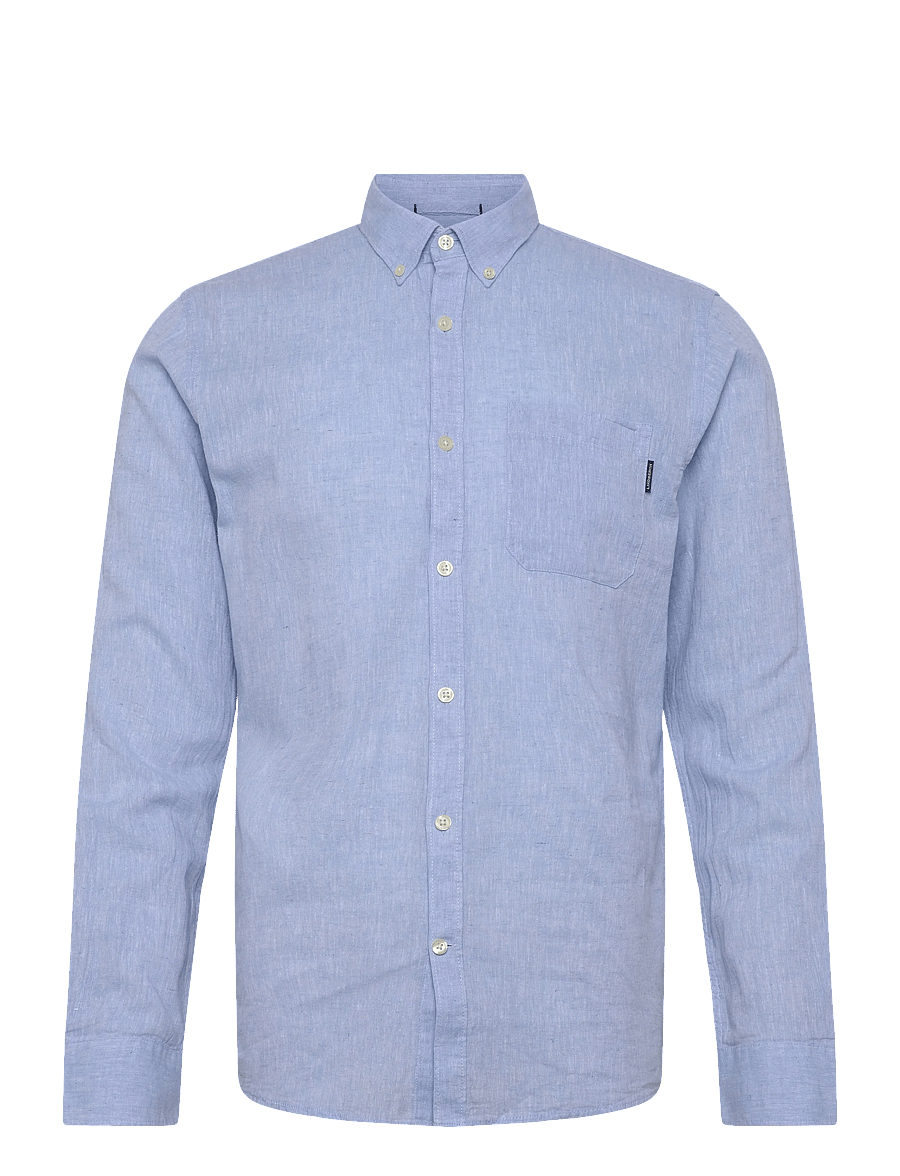 Lindbergh - Cotton/linen shirt L/S - chemises de lin - sky blue - 1