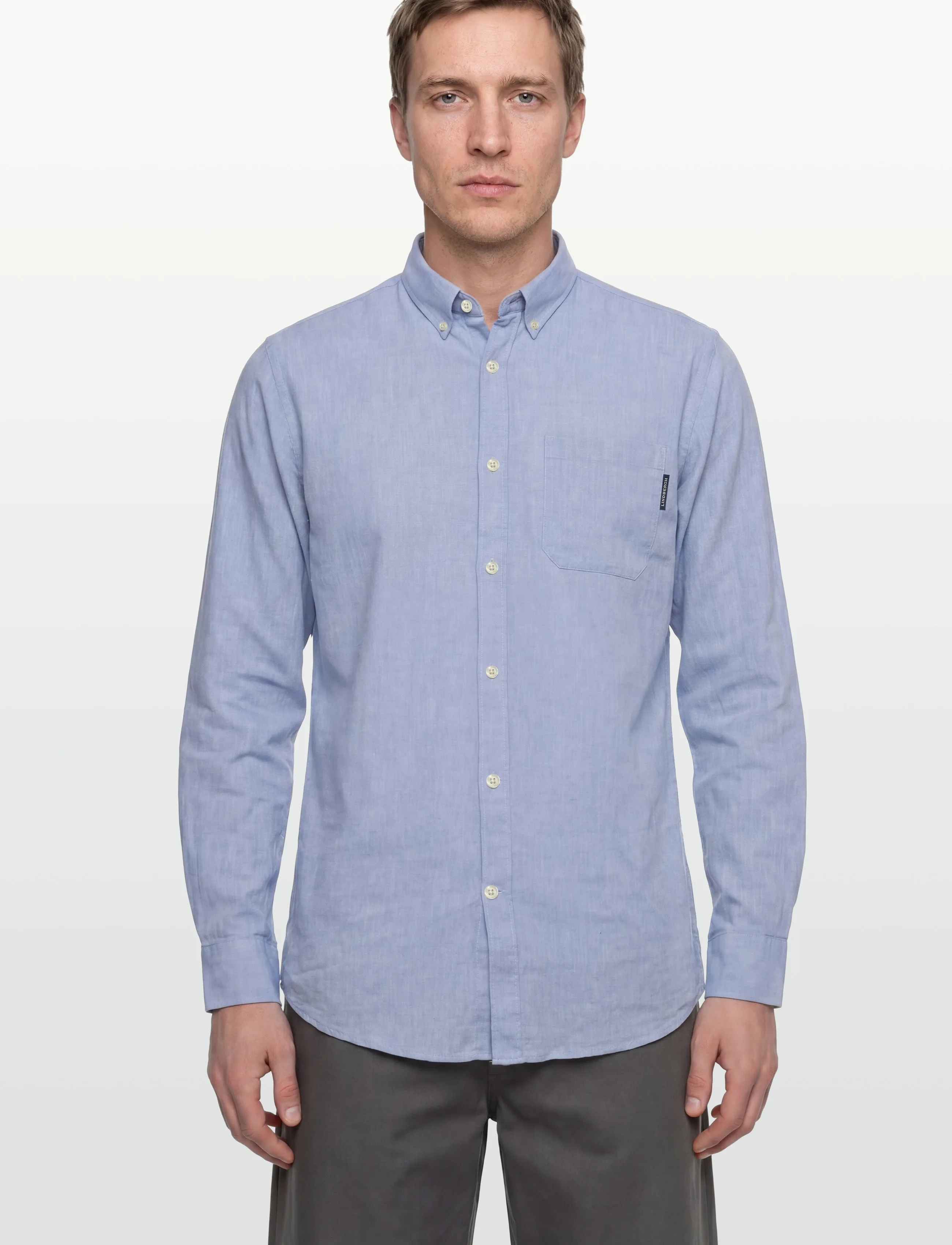 Lindbergh - Cotton/linen shirt L/S - hørskjorter - sky blue - 3