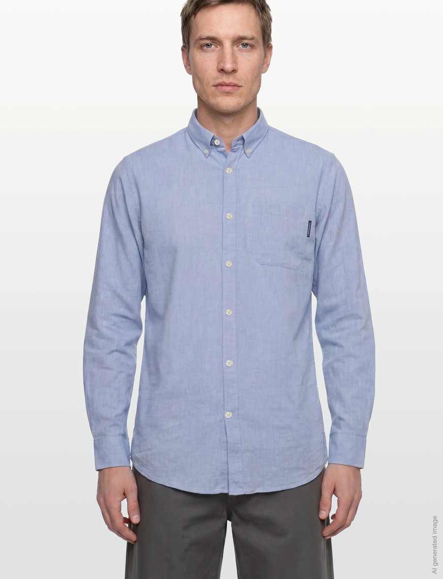 Lindbergh - Cotton/linen shirt L/S - chemises de lin - sky blue - 3
