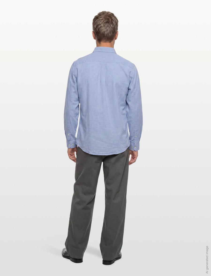 Lindbergh - Cotton/linen shirt L/S - chemises de lin - sky blue - 4