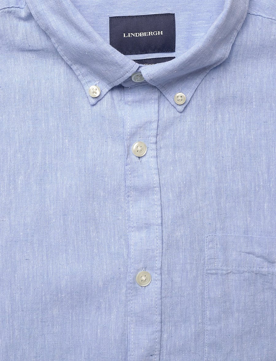 Lindbergh - Cotton/linen shirt L/S - chemises de lin - sky blue - 5