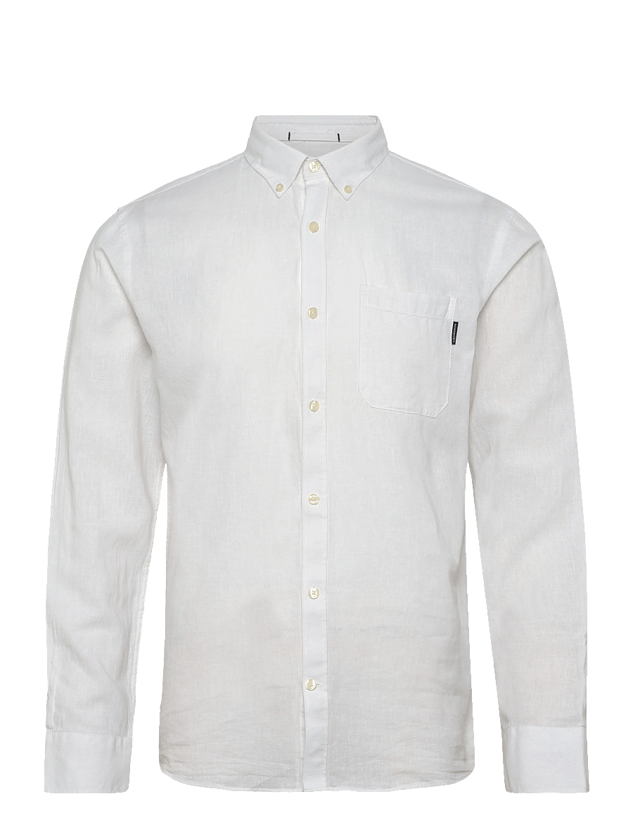 Lindbergh - Cotton/linen shirt L/S - linen shirts - white - 1