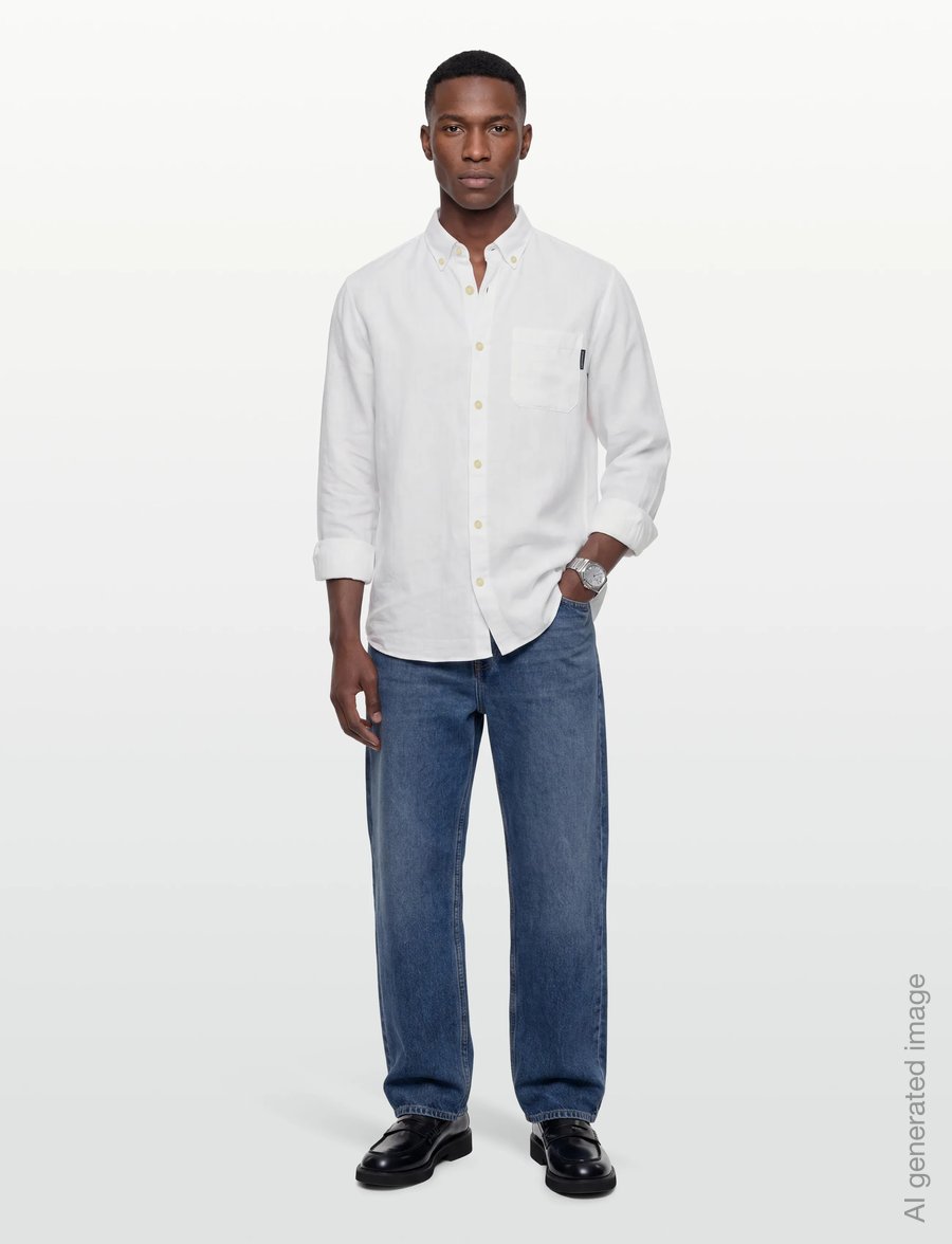 Lindbergh - Cotton/linen shirt L/S - linen shirts - white - 0