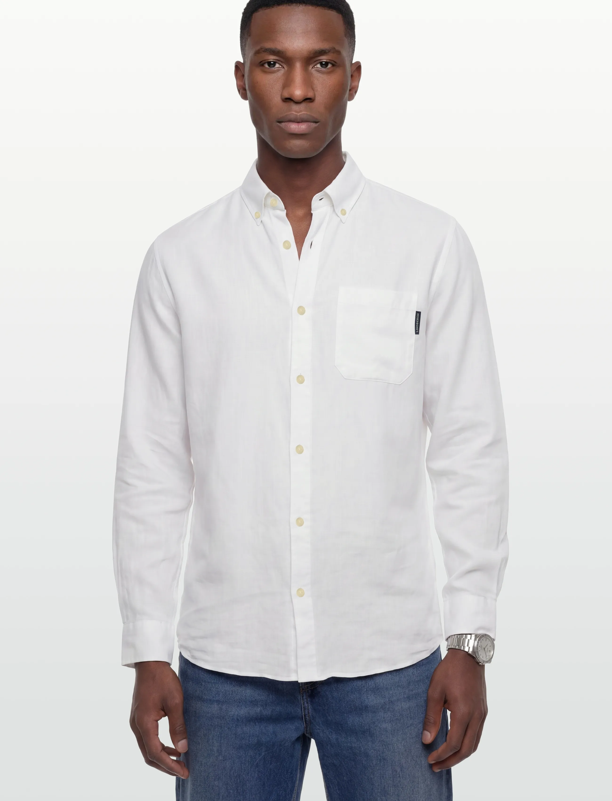 Lindbergh - Cotton/linen shirt L/S - hørskjorter - white - 3