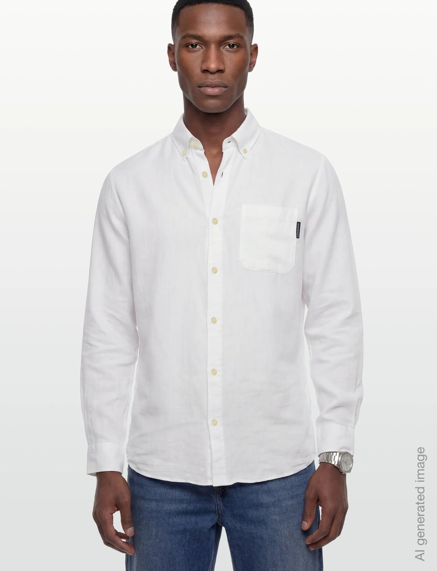 Lindbergh - Cotton/linen shirt L/S - linen shirts - white - 3