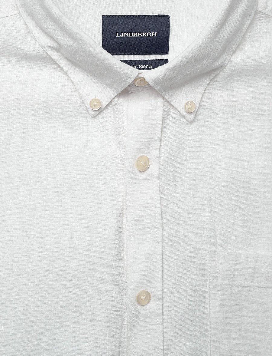Lindbergh - Cotton/linen shirt L/S - linen shirts - white - 5