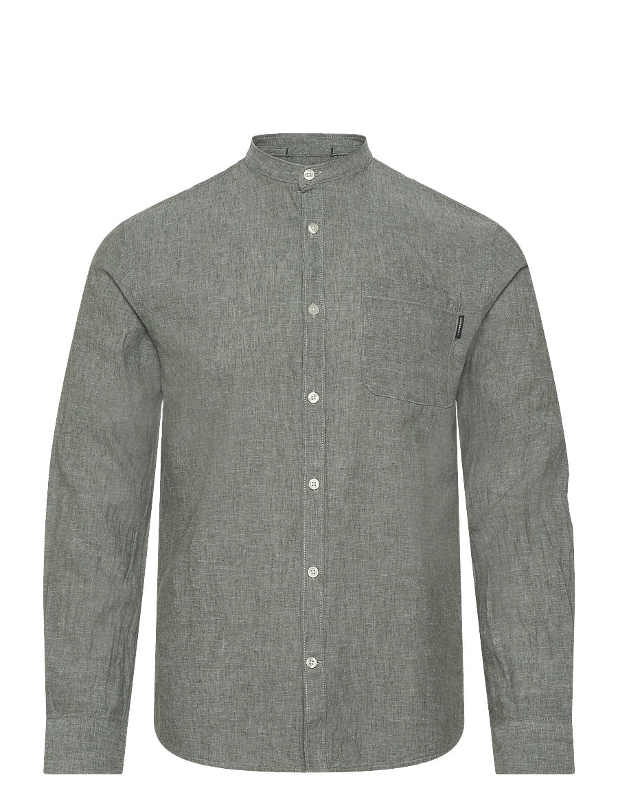Lindbergh - Cotton/linen shirt L/S - hørskjorter - army - 1