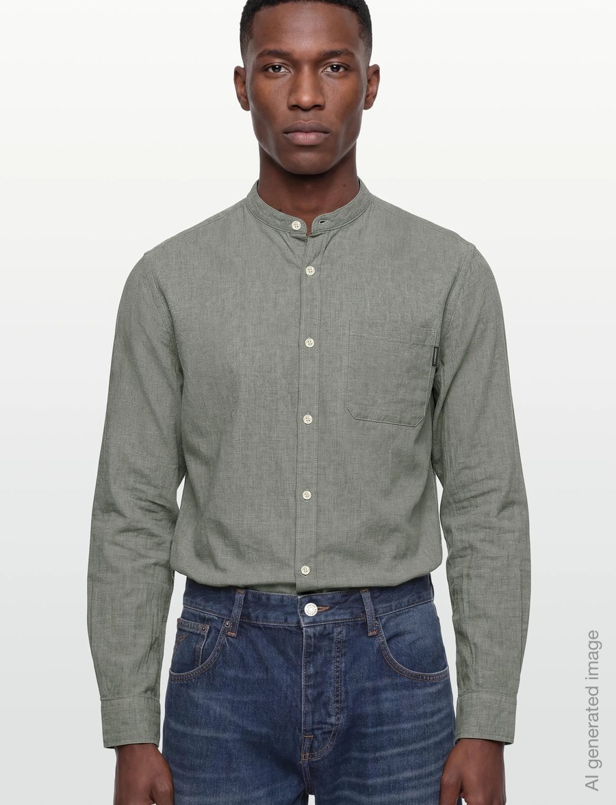 Lindbergh - Cotton/linen shirt L/S - hørskjorter - army - 3
