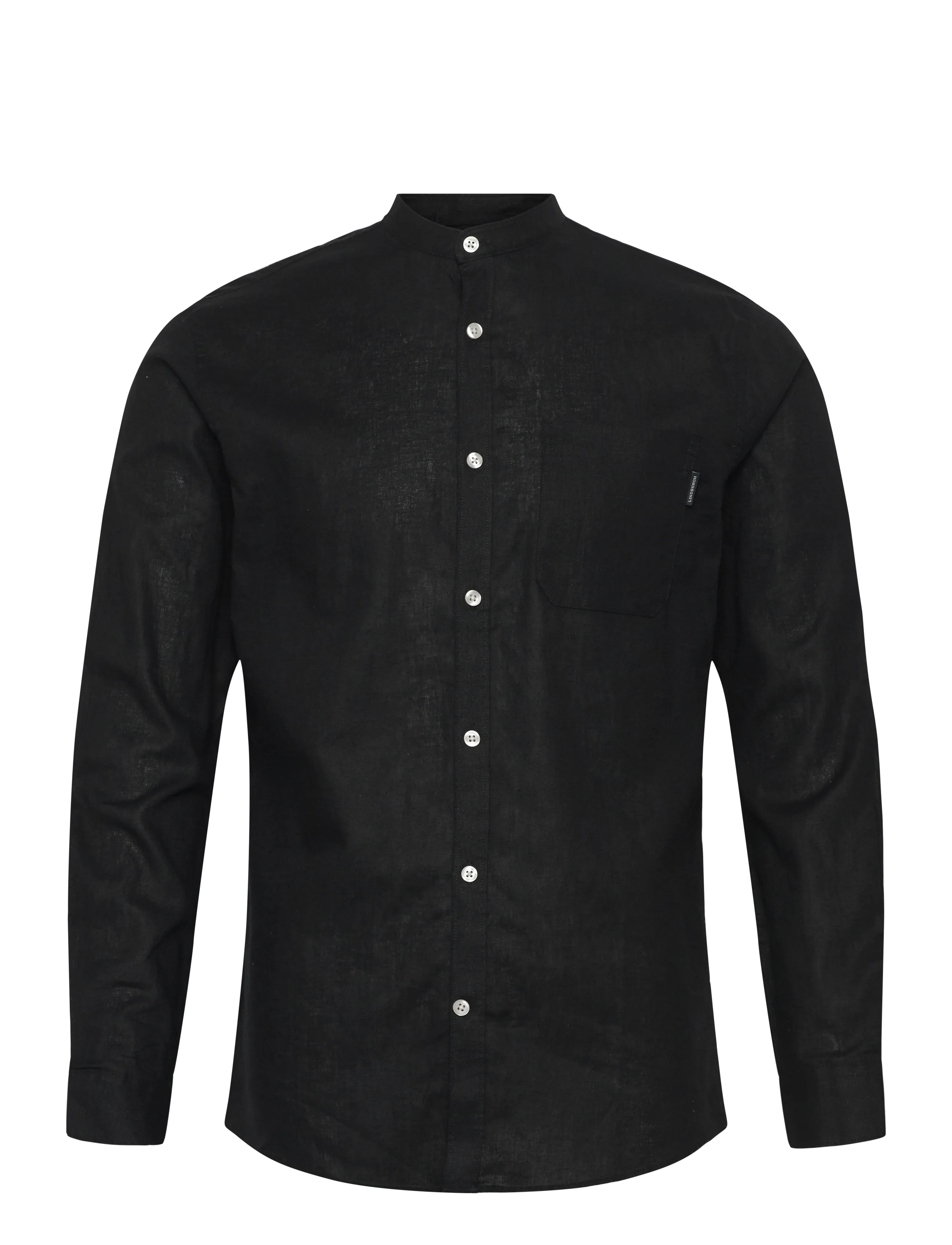 Lindbergh Cotton/linen shirt L/S - Särgid - BLACK / black