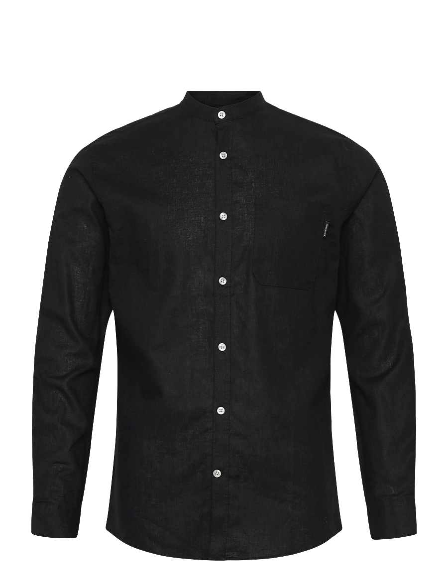 Lindbergh - Cotton/linen shirt L/S - chemises de lin - black - 1