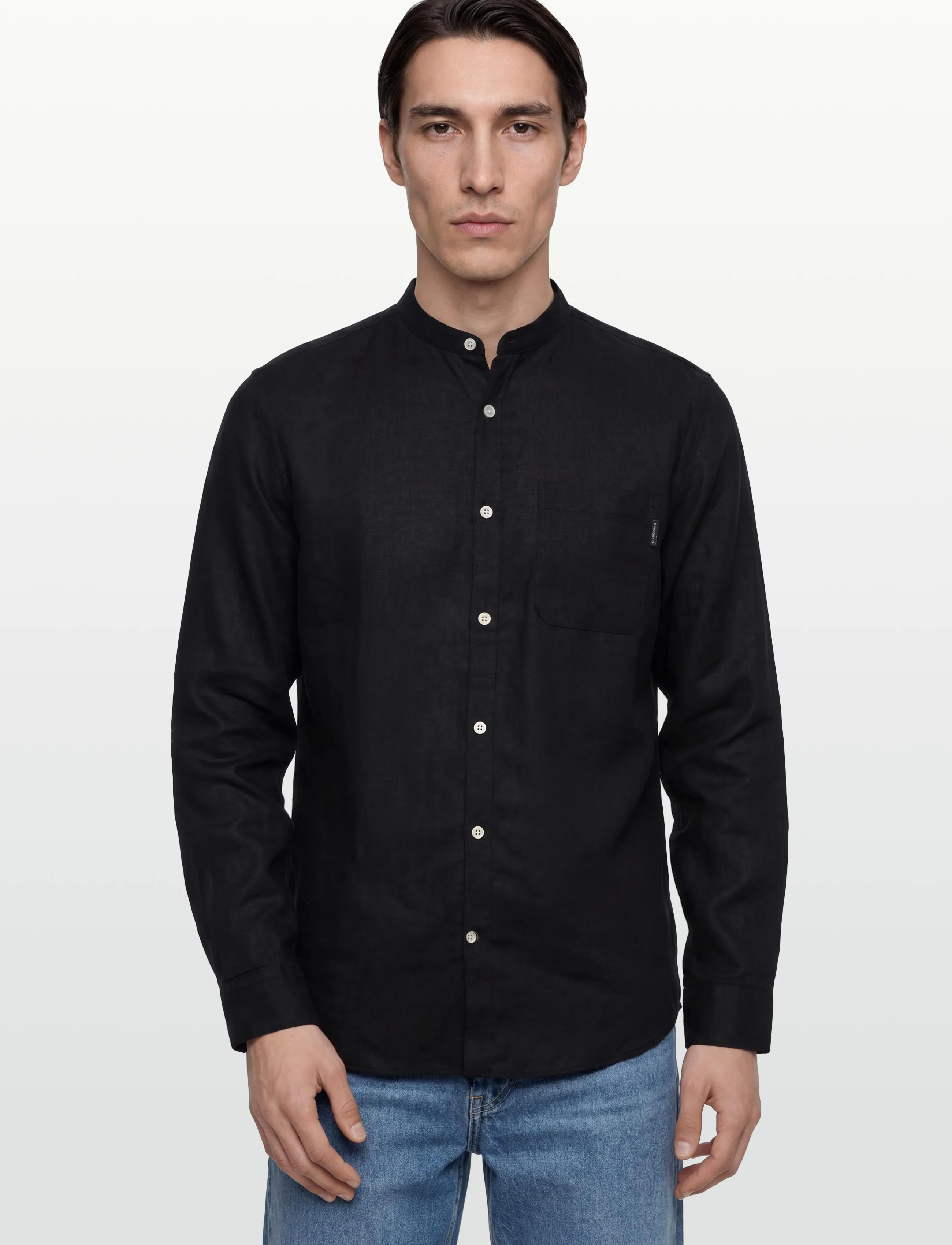 Lindbergh - Cotton/linen shirt L/S - leinenhemden - black - 3