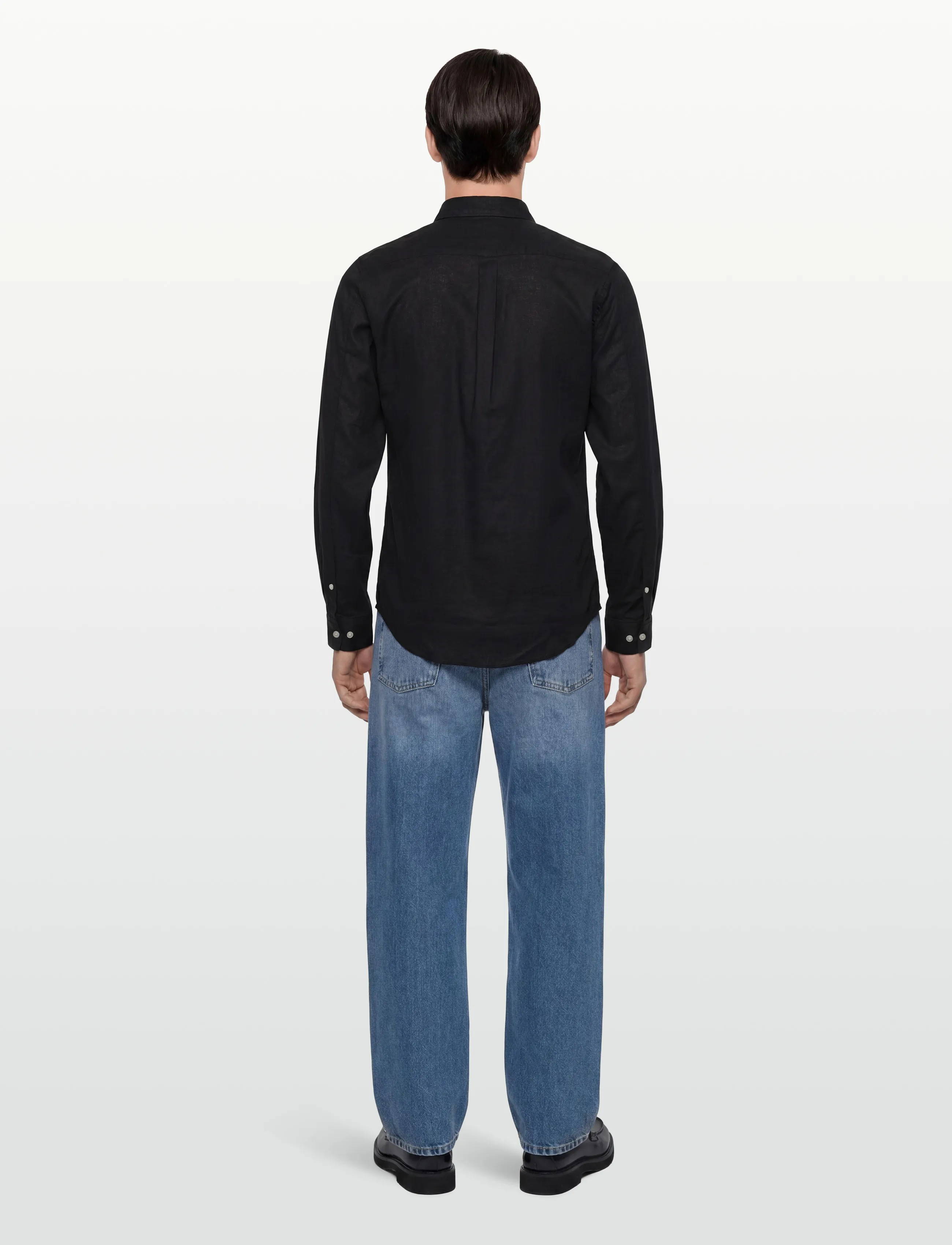 Lindbergh - Cotton/linen shirt L/S - leinenhemden - black - 4