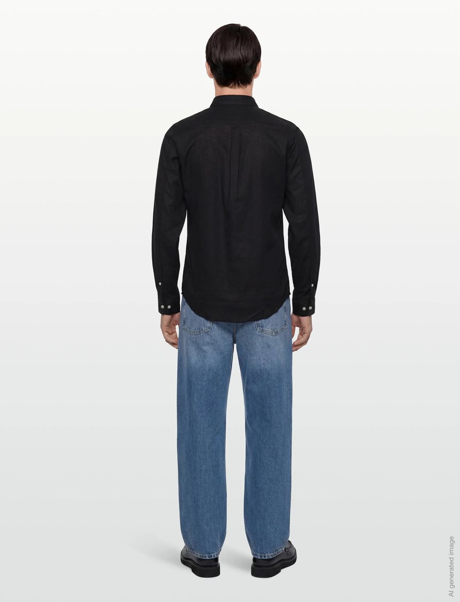 Lindbergh - Cotton/linen shirt L/S - chemises de lin - black - 4