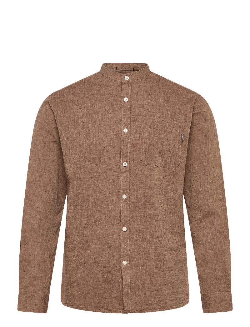 Lindbergh - Cotton/linen shirt L/S - leinenhemden - brown - 1
