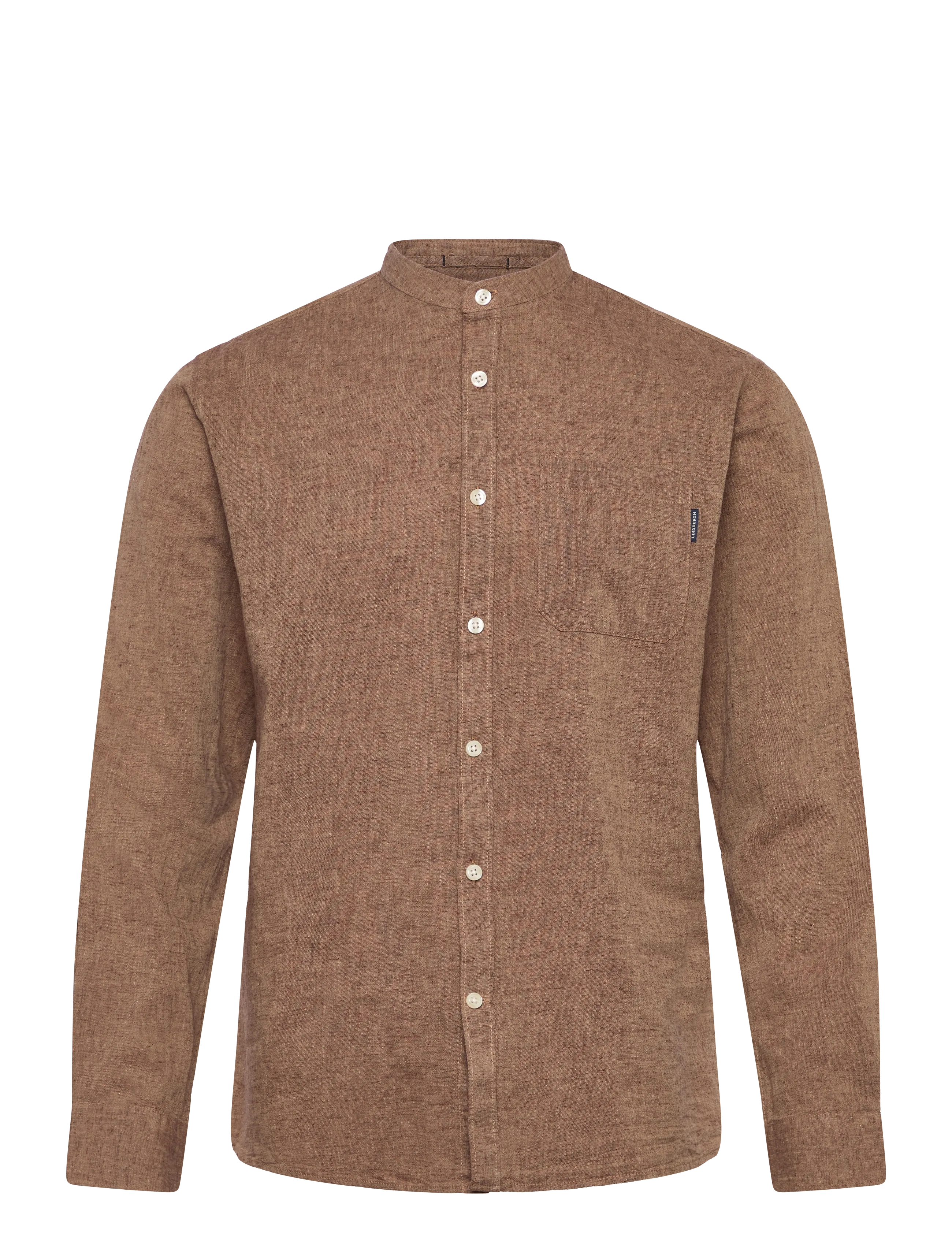 Lindbergh Cotton/linen shirt L/S - Särgid - BROWN / brown