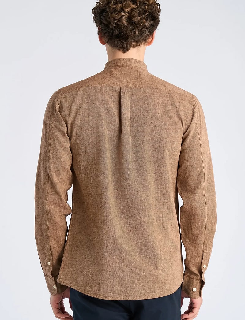 Lindbergh - Cotton/linen shirt L/S - leinenhemden - brown - 4