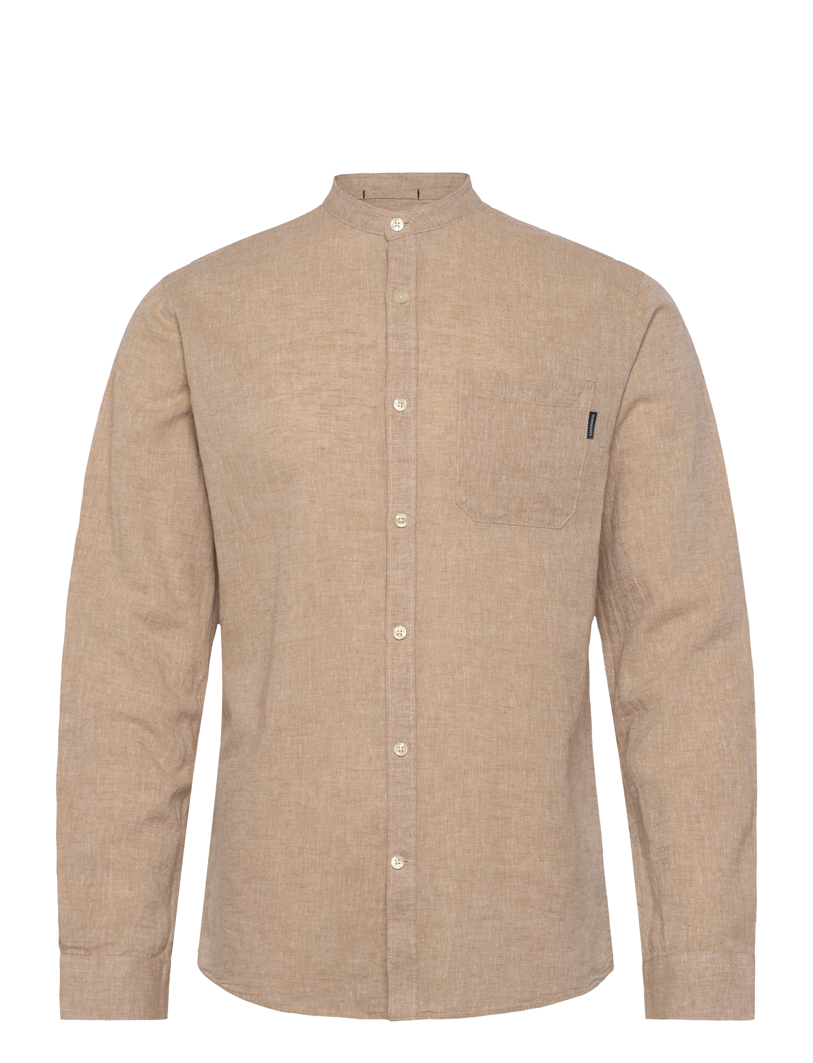 Lindbergh Cotton/linen shirt L/S - Riided - MID SAND / beige