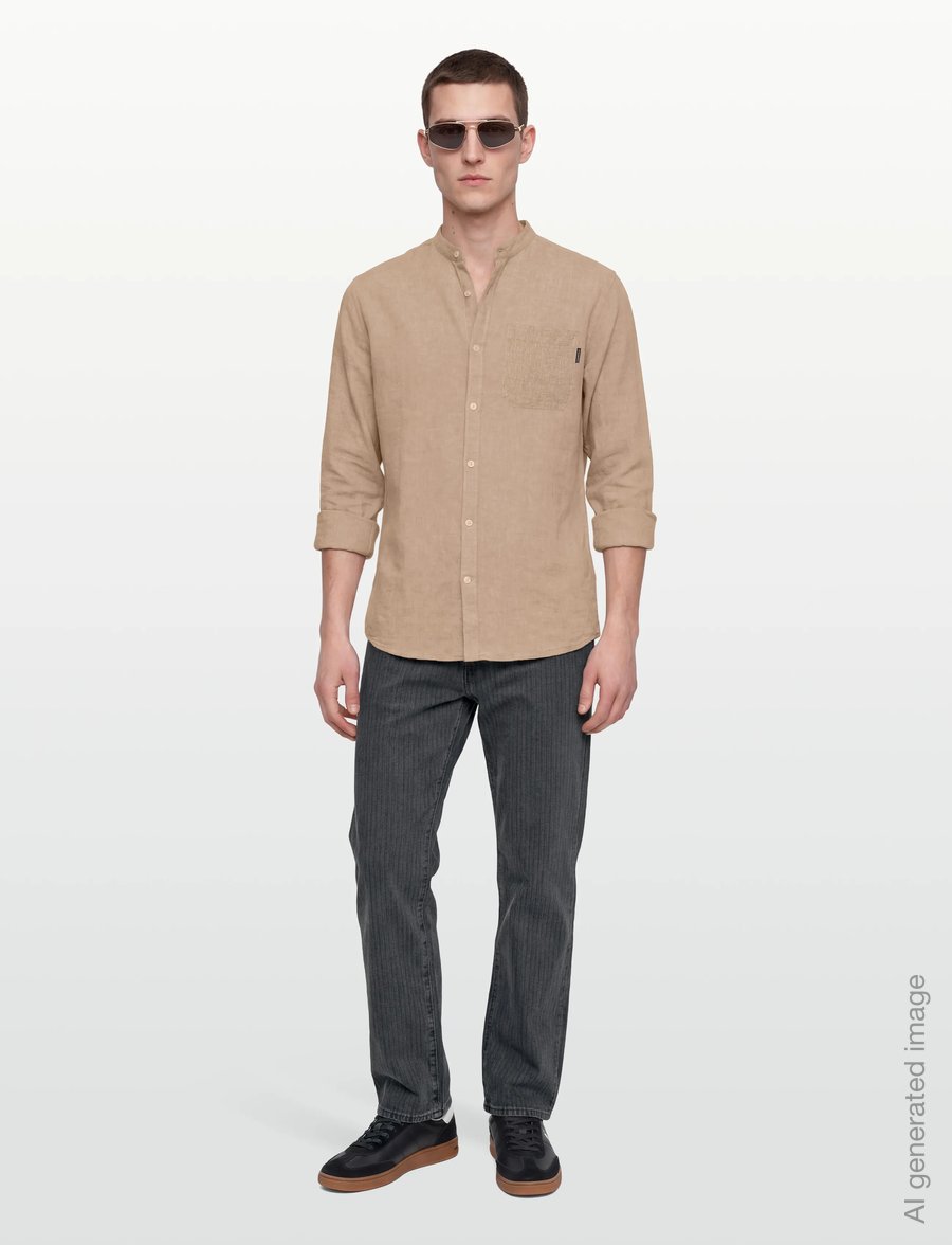 Lindbergh - Cotton/linen shirt L/S - linased särgid - mid sand - 0