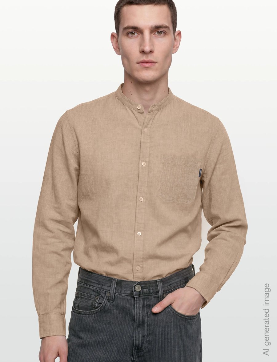 Lindbergh - Cotton/linen shirt L/S - linased särgid - mid sand - 3