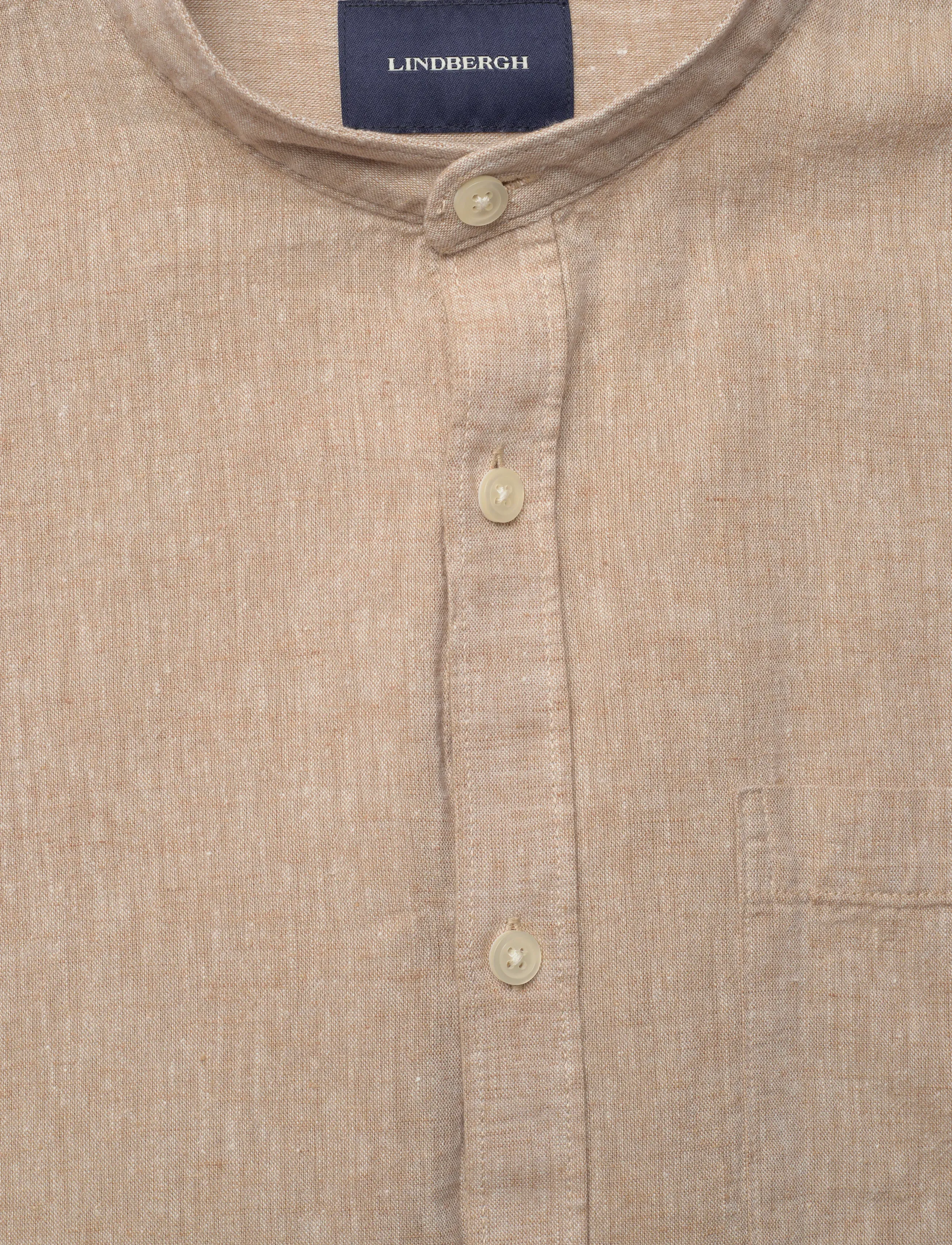Lindbergh - Cotton/linen shirt L/S - hørskjorter - mid sand - 5
