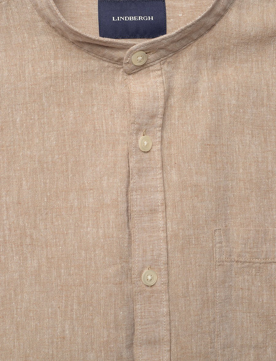 Lindbergh - Cotton/linen shirt L/S - linased särgid - mid sand - 5