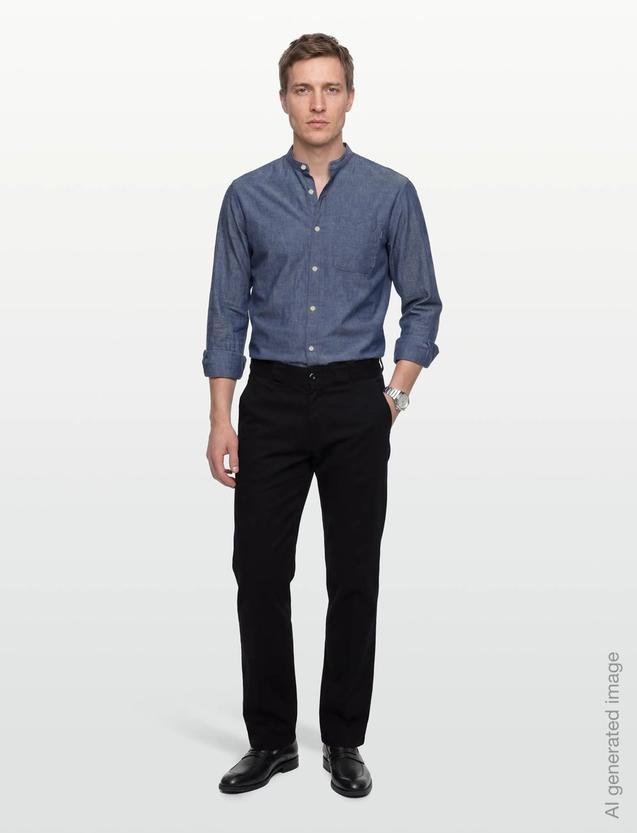 Lindbergh - Cotton/linen shirt L/S - linen shirts - navy - 0