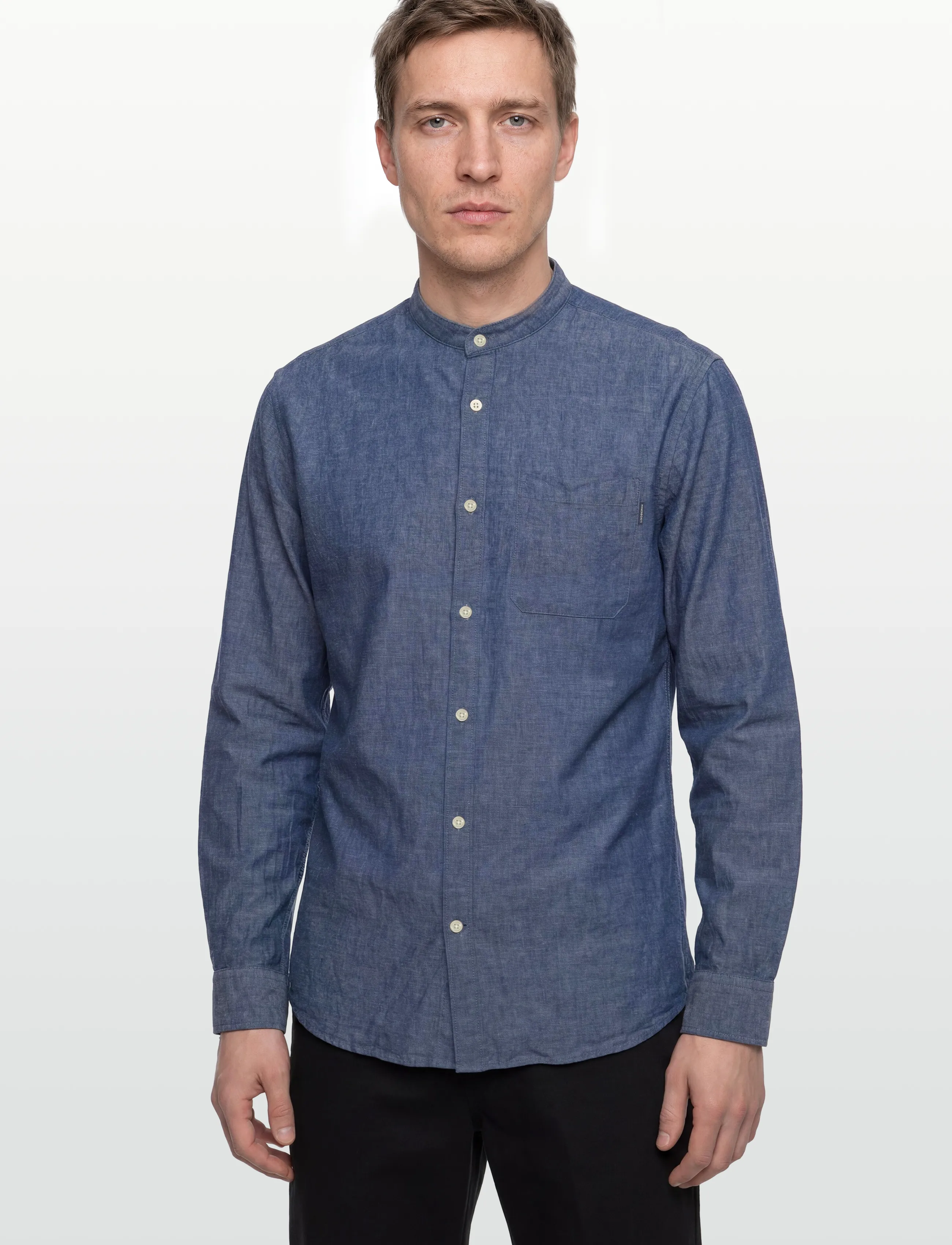Lindbergh - Cotton/linen shirt L/S - hørskjorter - navy - 3