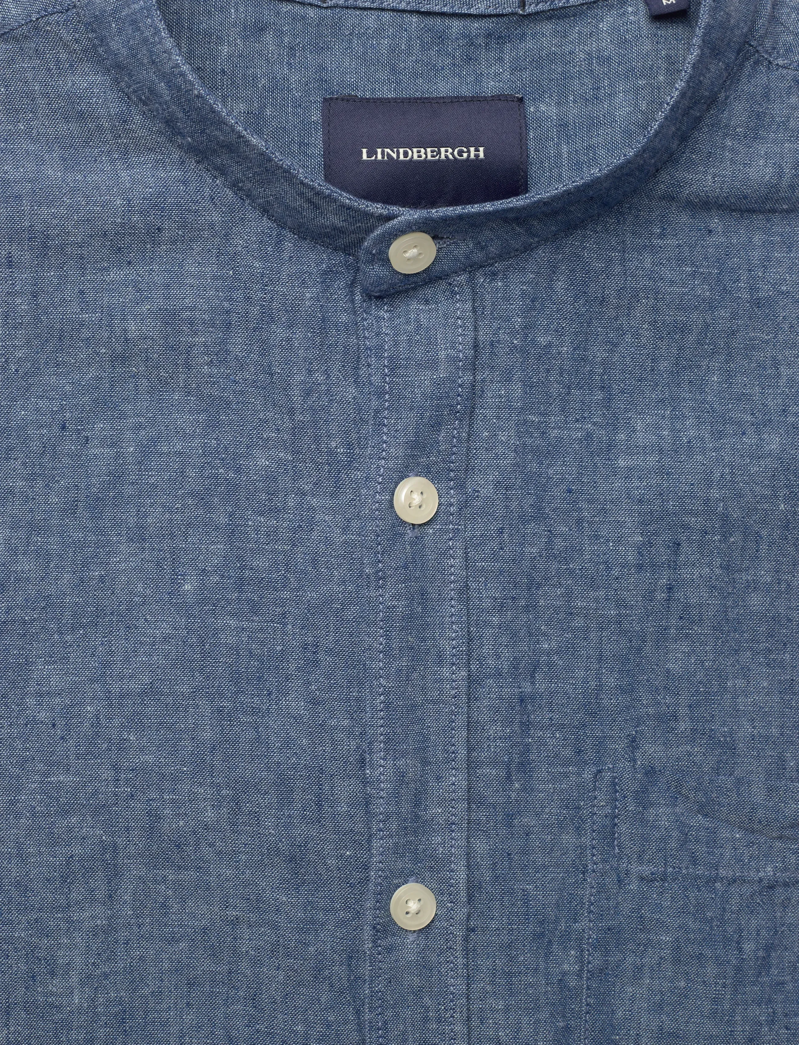 Lindbergh - Cotton/linen shirt L/S - hørskjorter - navy - 5