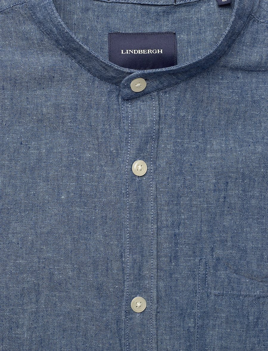 Lindbergh - Cotton/linen shirt L/S - linen shirts - navy - 5