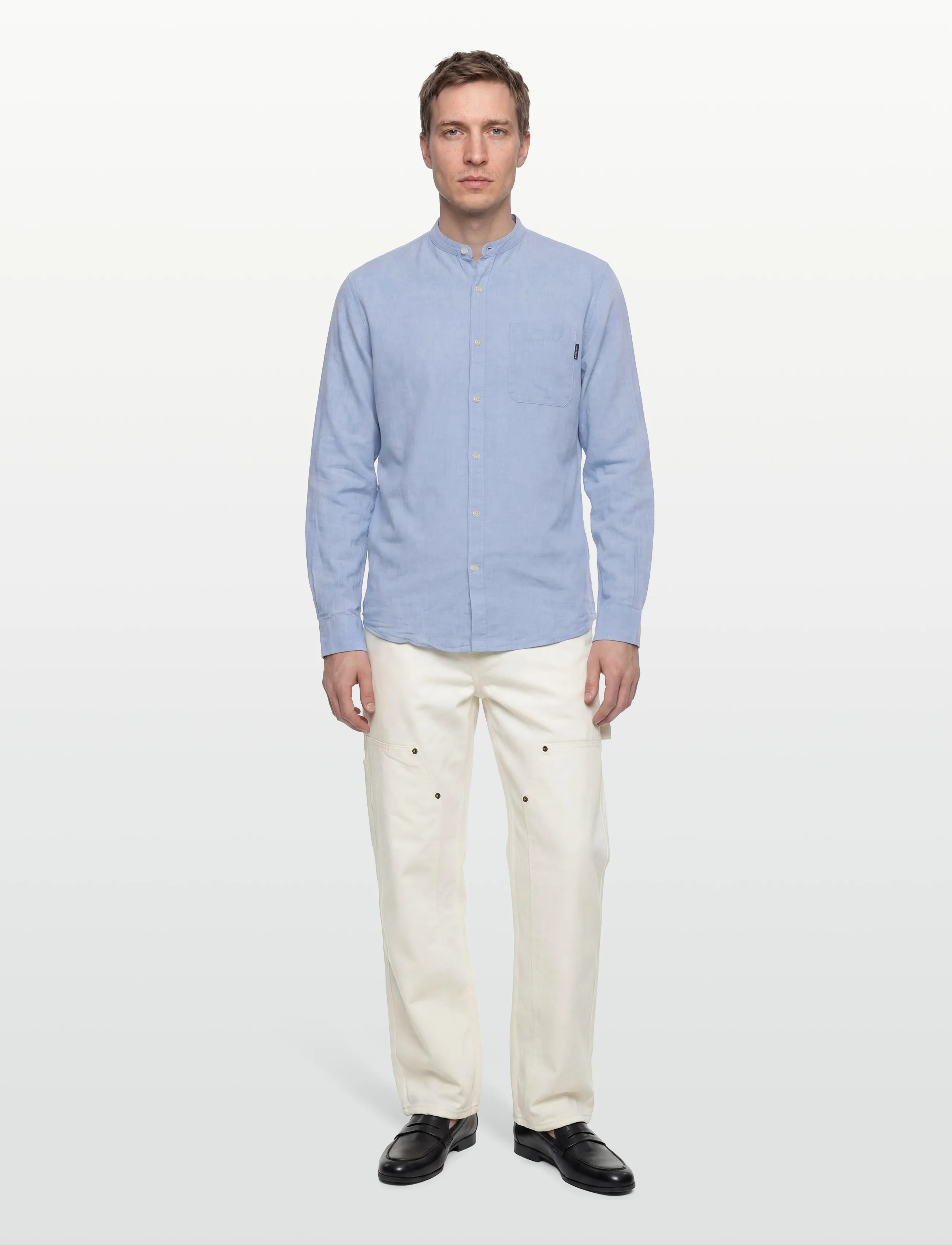 Lindbergh Cotton/Linen Shirt L/S, S, Shirts, Blau - Linen Männerswear