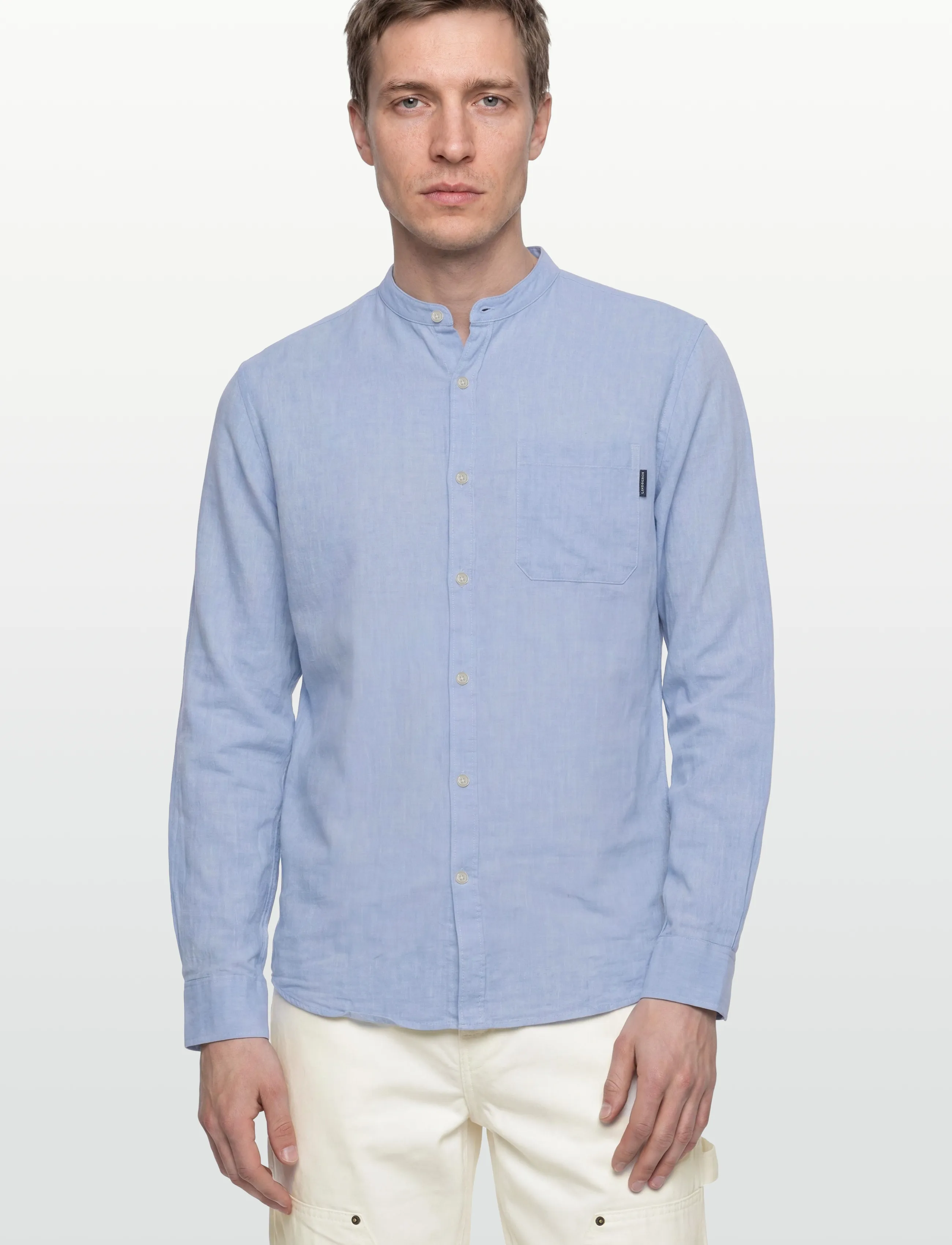Lindbergh - Cotton/linen shirt L/S - leinenhemden - sky blue - 3