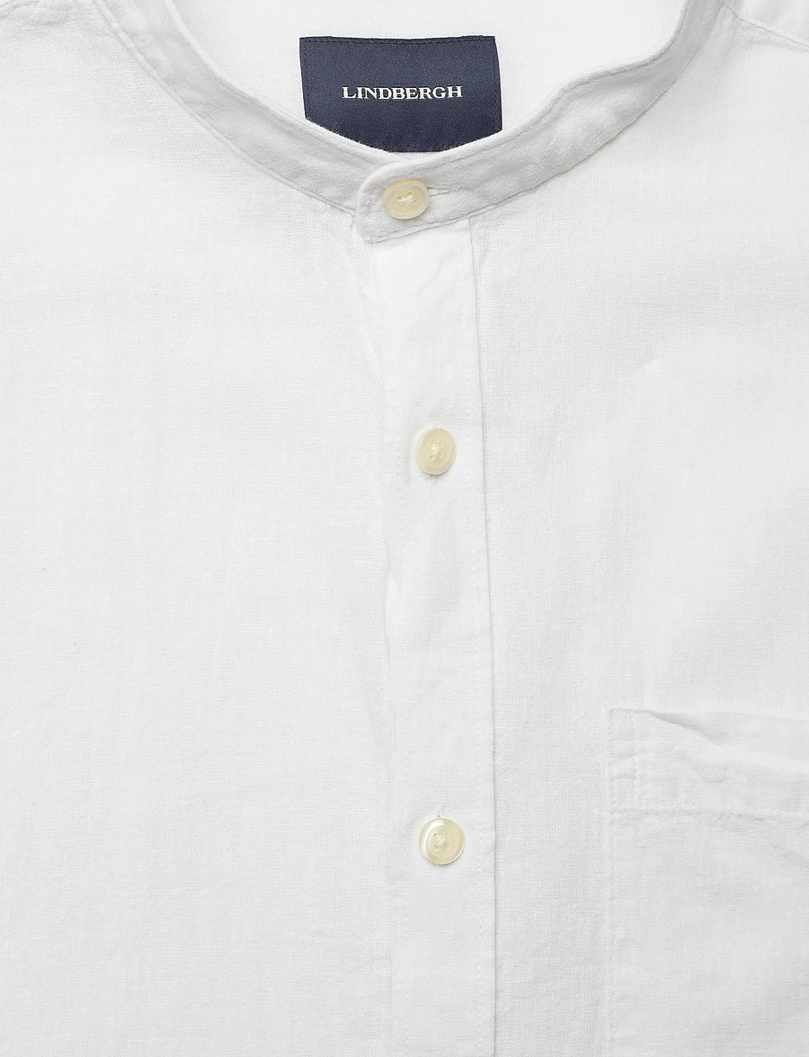 Lindbergh - Cotton/linen shirt L/S - linen shirts - white - 5