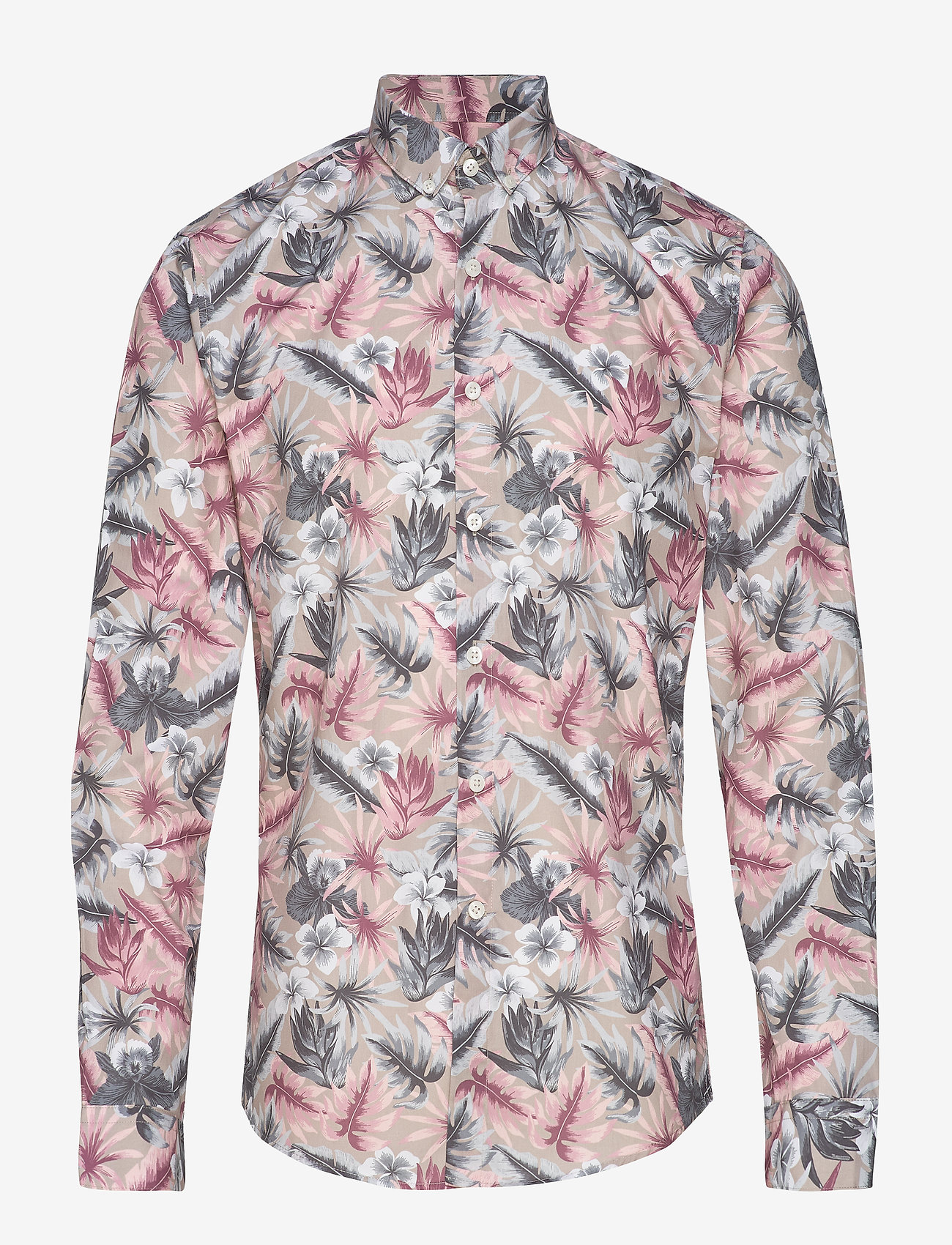 Lindbergh - Floral AOP shirt L/S - beige - 0