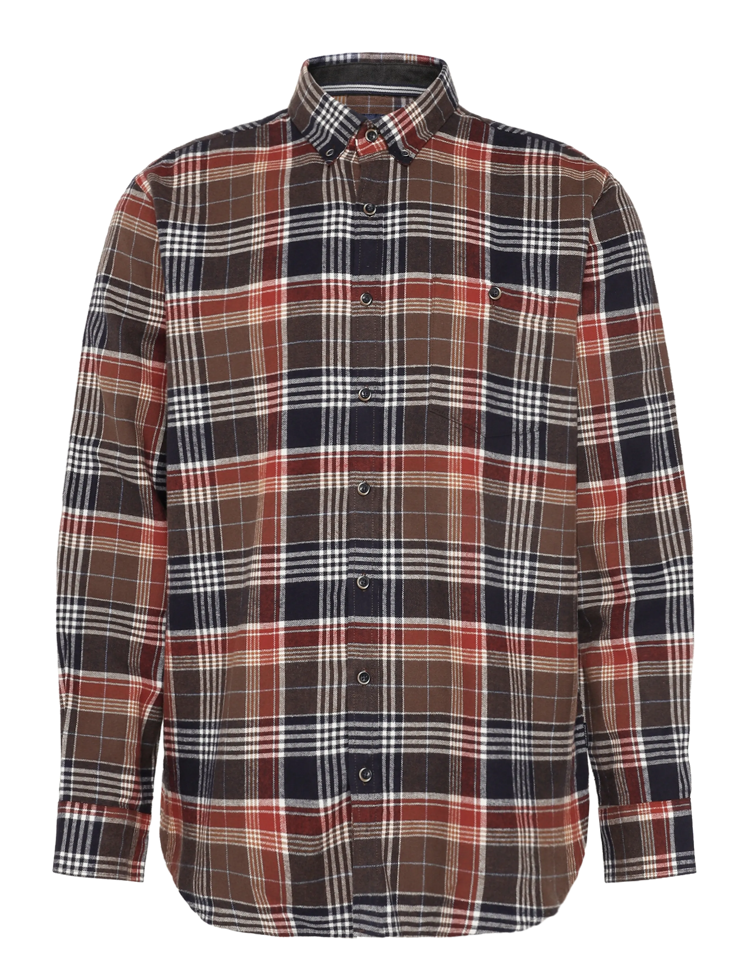 Lindbergh - Large checked brushed shirt L/S - flannel-skjorter - deep brown - 1