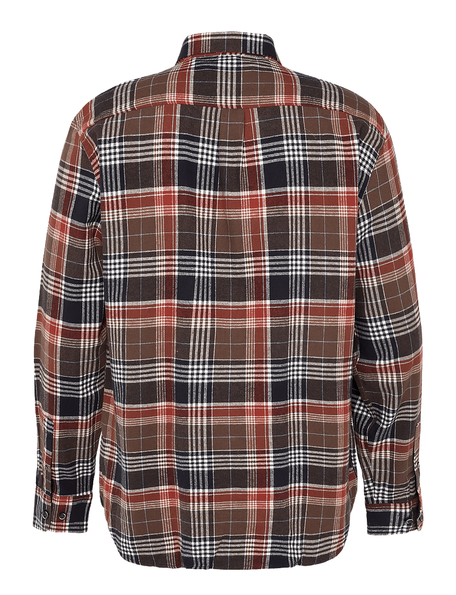 Lindbergh - Large checked brushed shirt L/S - flannel-skjorter - deep brown - 2